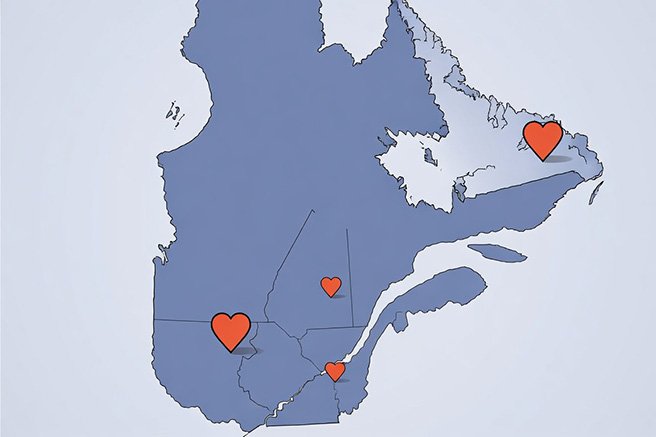 Carte stylisée des régions du Québec